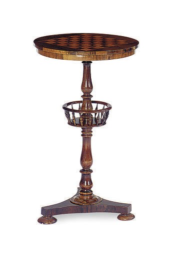 A GEORGE IV ROSEWOOD AND BIRD'S EYE MAPLE CIRCULAR PEDESTAL TABLE**,