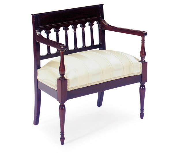 A FRENCH MAHOGANY CHILD'S SETTEE,