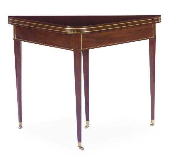 A CONTINENTAL BRASS-MOUNTED MAHOGANY GAMES TABLE,