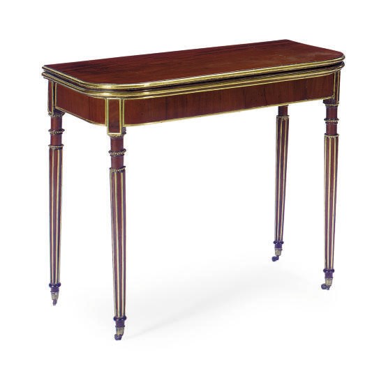 A NORTH EUROPEAN ORMOLU-MOUNTED MAHOGANY CARD TABLE,