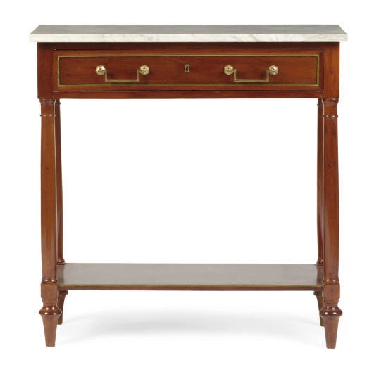 A LOUIS XVI BRASS-MOUNTED MAHOGANY SIDE TABLE,
