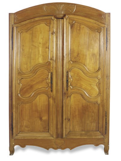A FRENCH PROVINCIAL FRUITWOOD AND OAK ARMOIRE,