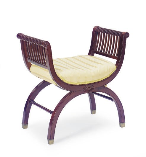 A FRENCH MAHOGANY BENCH,