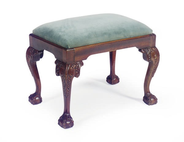 AN ENGLISH MAHOGANY STOOL,