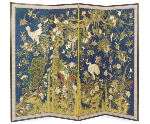 A JAPANESE FOUR-PANEL SCREEN,