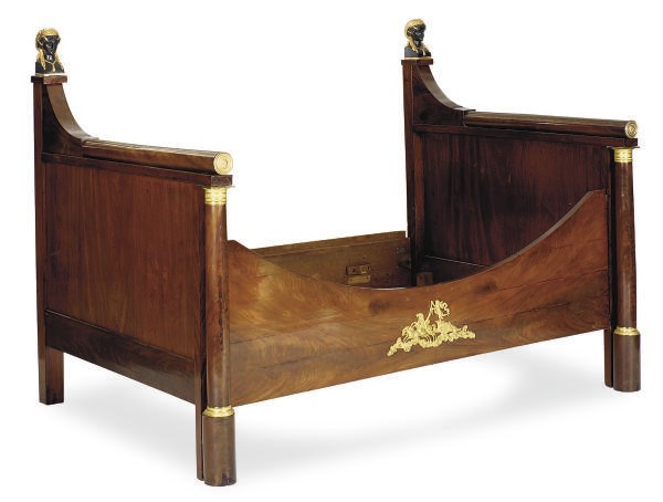 AN EMPIRE ORMOLU-MOUNTED MAHOGANY LIT D'ALCOVE,