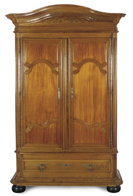 A FRENCH PROVINCIAL FRUITWOOD ARMOIRE,