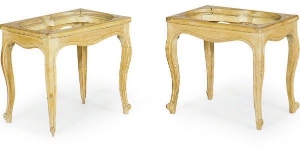 A PAIR OF FRENCH BEECHWOOD BIDET STANDS,