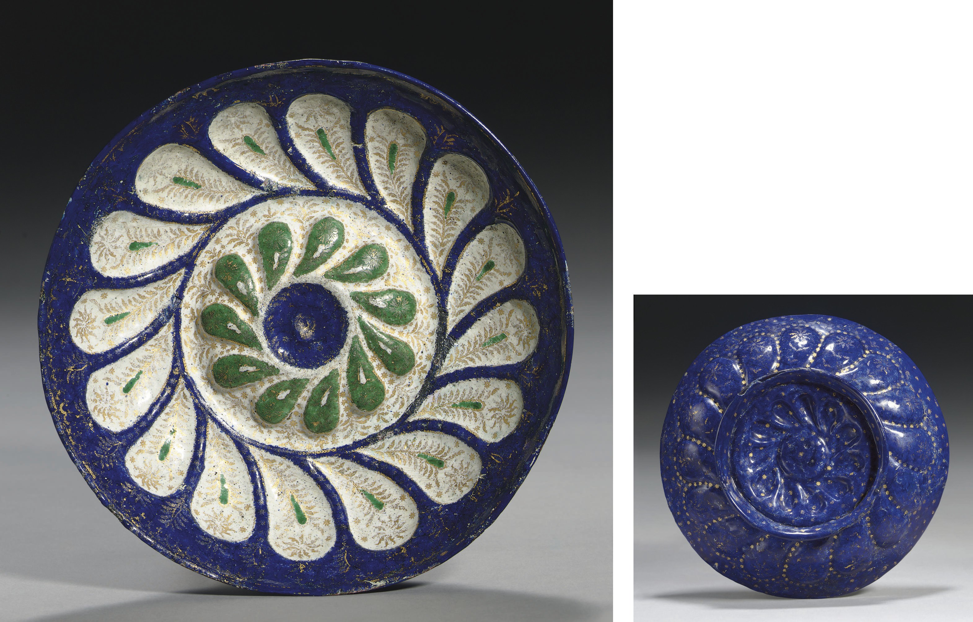 A VENETIAN POLYCHROME AND GILT-ENAMEL BASIN