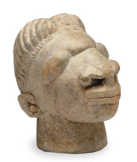 A SAPI SOAPTONE HEAD,