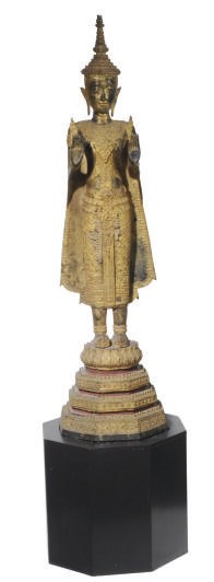 A SOUTHEAST ASIAN GILT STANDING BUDDHA,