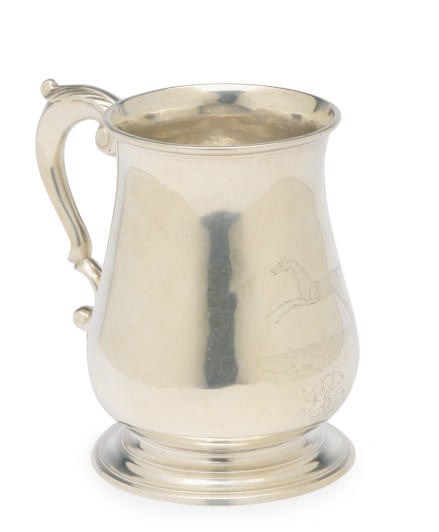 A GEORGE II SILVER MUG,