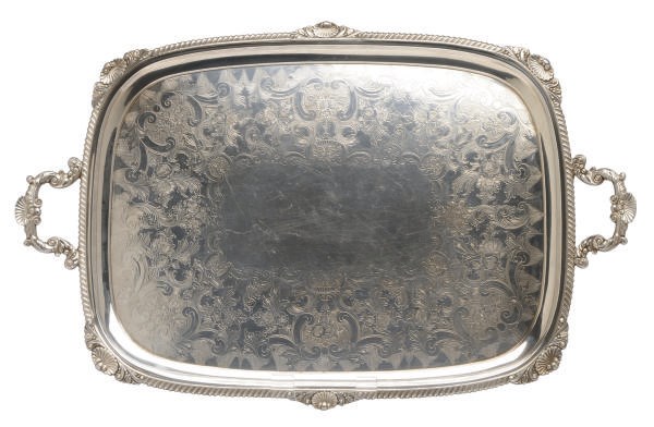 A VICTORIAN SILVER TWO-HANDLED TEA TRAY,