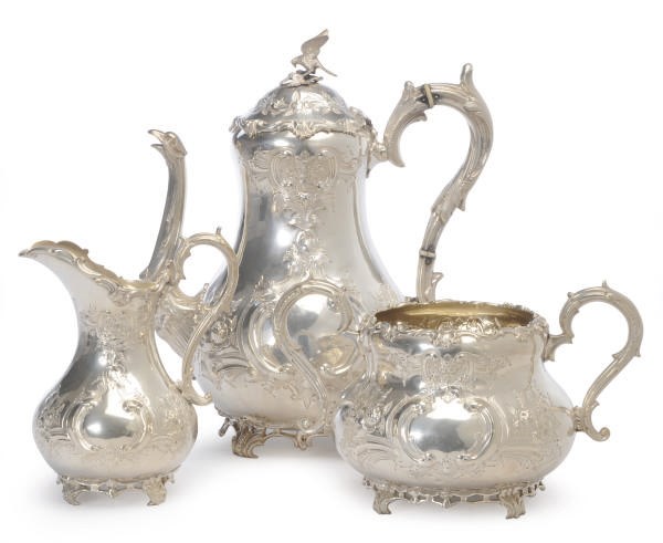 A VICTORIAN THREE PIECE COFFEE SERVICE,**
