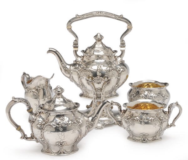 AN AMERICAN SILVER TEA SERVICE,**