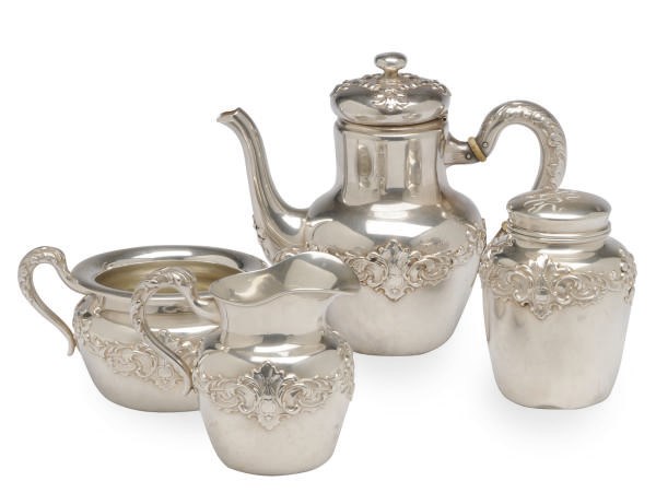 AN AMERICAN SILVER FOUR PIECE TEA SERVICE,**
