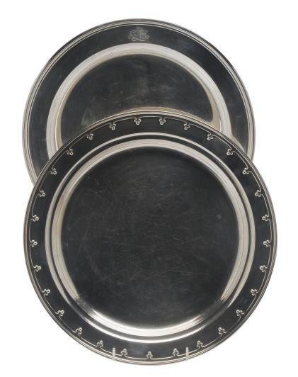 TWO AMERICAN SILVER CAKE PLATES,