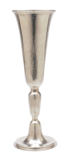 AN AMERICAN SILVER LARGE TRUMPET VASE,