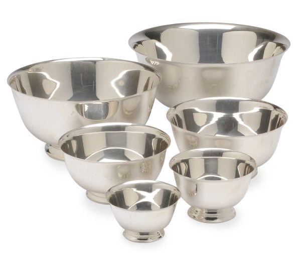 AN ASSEMBLED SET OF SIX AMERICAN SILVER NESTING REVERE BOWLS,