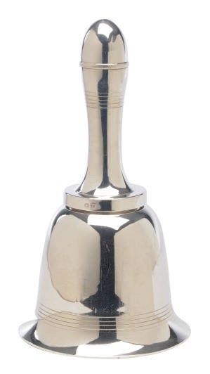 A GEORGE V SILVER BELL-FORM COCKTAIL SHAKER,