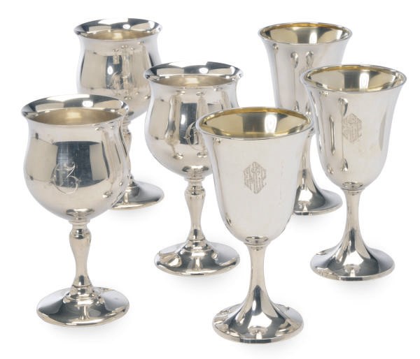 AN ASSEMBLED AMERICAN SILVER PART STEMWARE SERVICE,
