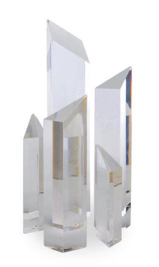 AN AMERICAN GLASS SCULPTURE, 'CITY SCAPE',