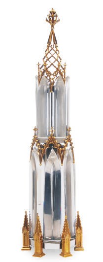 AN AMERICAN GILT-METAL-MOUNTED GLASS MODEL OF A CATHEDRAL SPIRE,