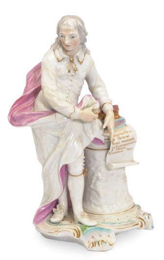 AN ENGLISH PORCELAIN MODEL OF JOHN MILTON,