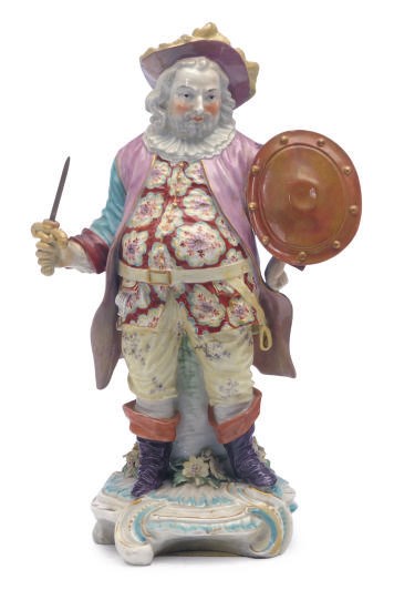 AN ENGLISH PORCELAIN MODEL OF SIR JOHN FALSTAFF,