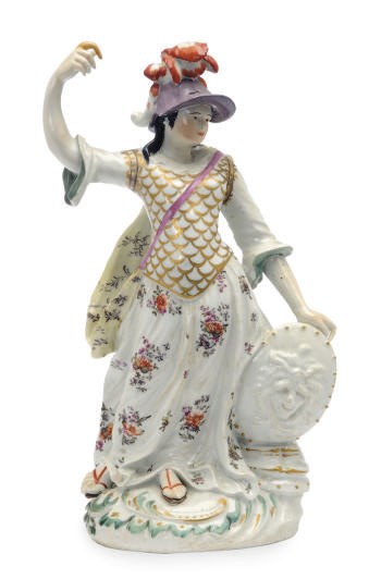 AN ENGLISH PORCELAIN FIGURE OF MINERVA AS BRITANNIA,