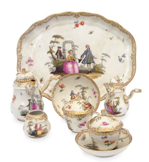 A GERMAN PORCELAIN TETE-A-TETE,