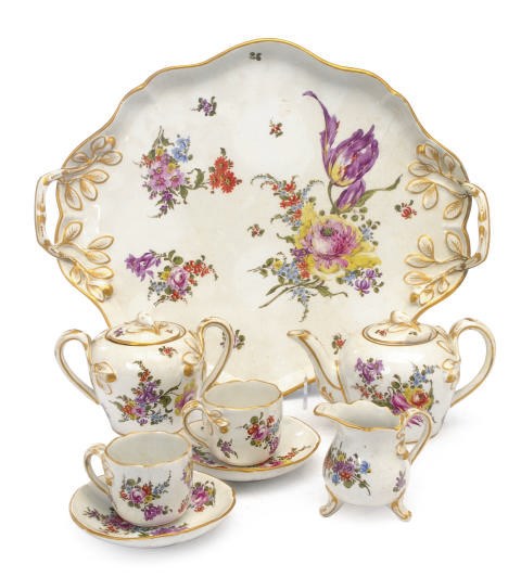 A CONTINENTAL FAIENCE TETE-A-TETE,