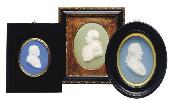 A GROUP OF JASPERWARE AND BLACK BASALTES PLAQUES,