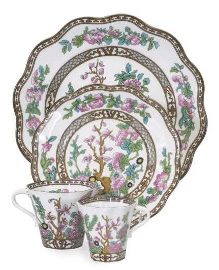 AN EXTENSIVE ENGLISH PORCELAIN PART SERVICE IN THE 'INDIAN TREE' PATTERN,