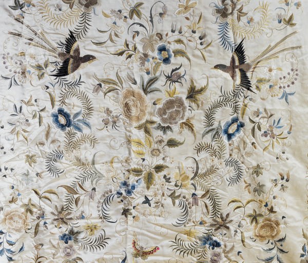 A CHINESE EMBROIDERED SILK PANEL,