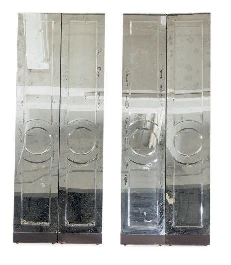 A MIRRORED EIGHT-PANEL FLOOR SCREEN,
