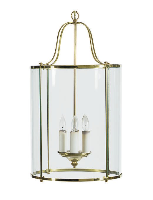 A GILT-METAL AND GLASS LANTERN,