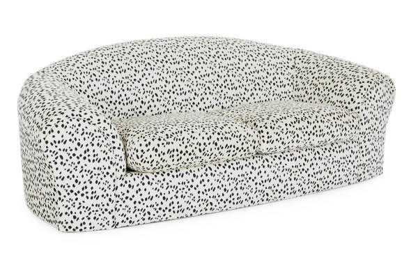 A BLACK AND WHITE VELORE 'DALMATION' PRINT TWO-SEAT SOFA,