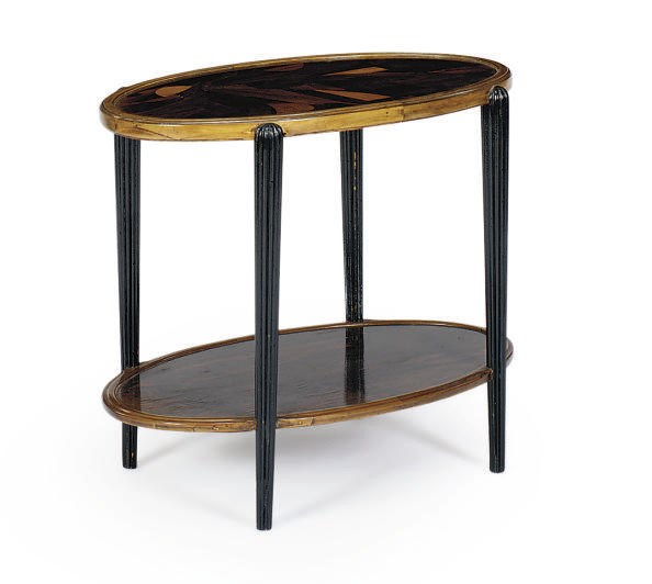 A FRENCH PART-EBONIZED AND MARQUETRY SIDE TABLE**,