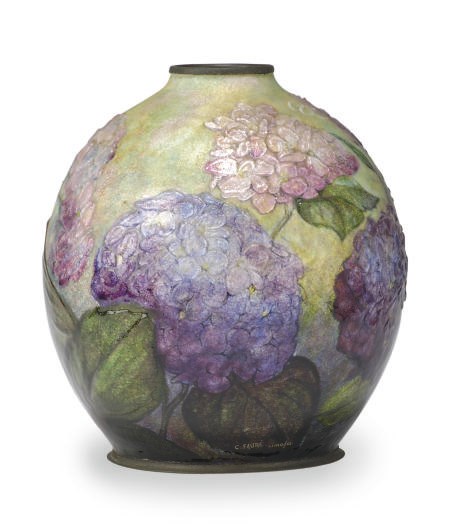 A FRENCH ENAMELED VASE,