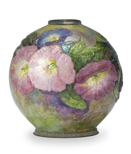 A FRENCH ENAMELED VASE,