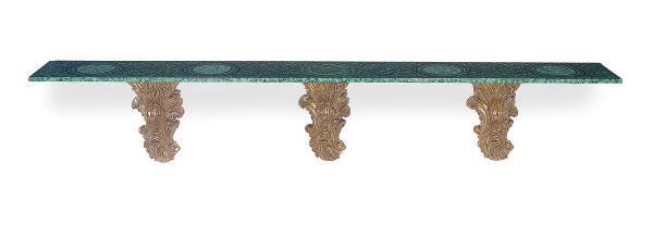 A GILTWOOD AND MALACHITE CONSOLE TABLE,