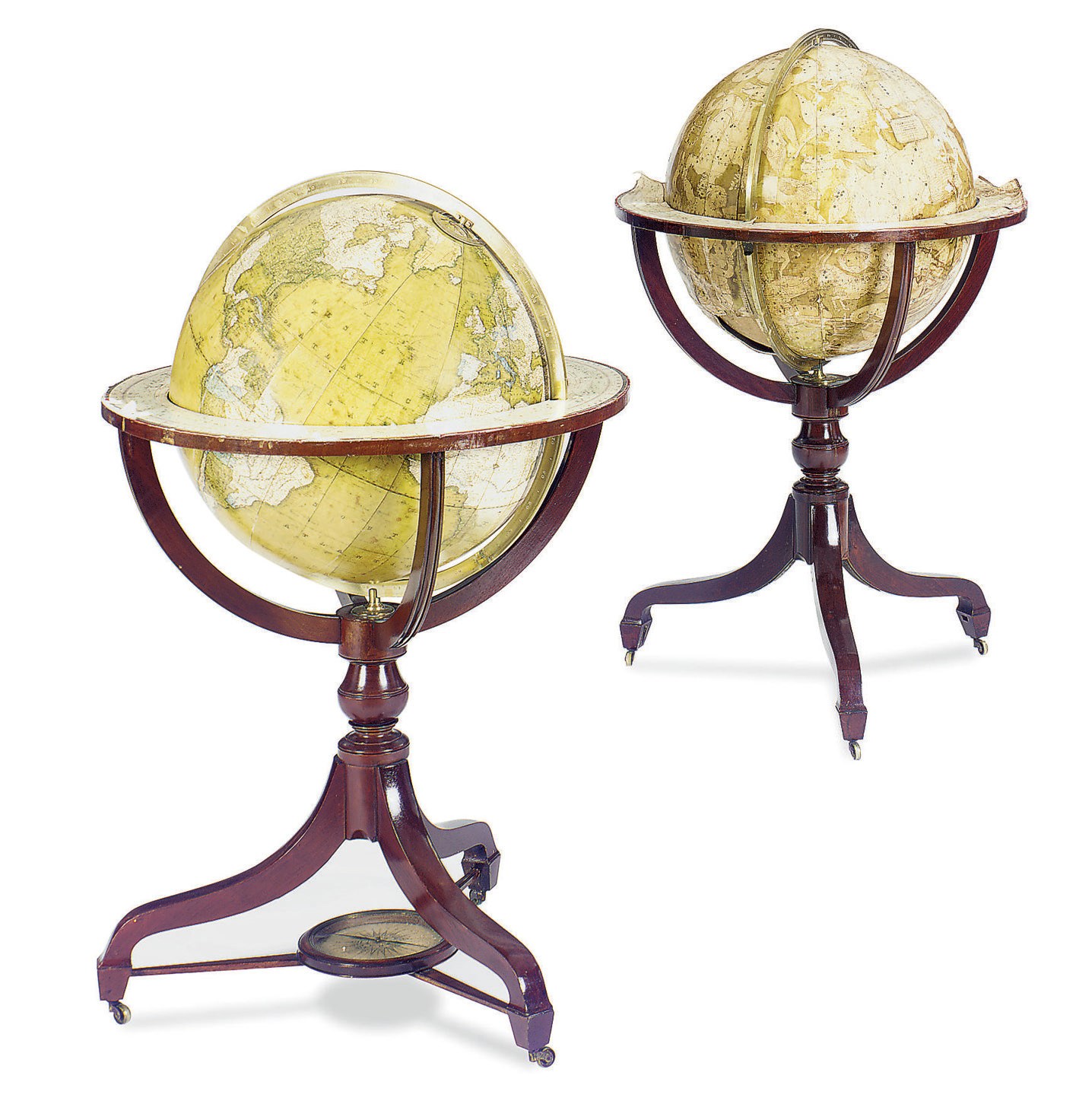 A PAIR OF ENGLISH TERRESTRIAL AND CELESTIAL GLOBES,