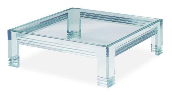 A SQUARE GLASS LOW TABLE,