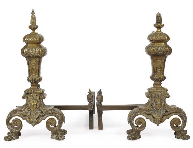 A PAIR OF FRENCH BRONZE CHENETS,