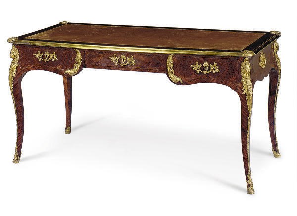 A FRENCH ORMOLU-MOUNTED ROSEWOOD BUREAU PLAT**,