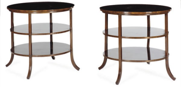 A PAIR OF MAHOGANY SIDE TABLES,