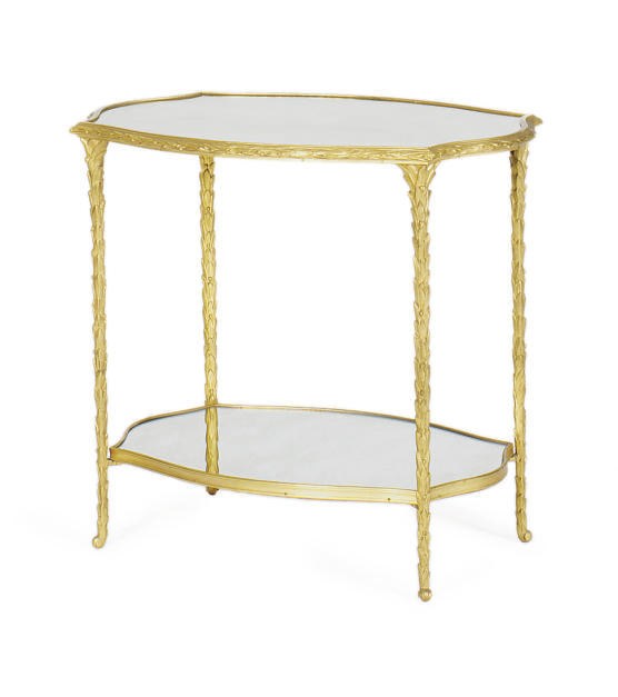 A GILT-BRONZE AND MIRRORED SIDE TABLE,