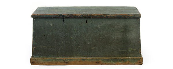 A BLUE PAINTED BLANKET CHEST