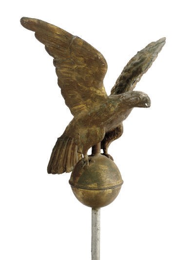 A MOLDED AND GILT COPPER EAGLE FINIAL,